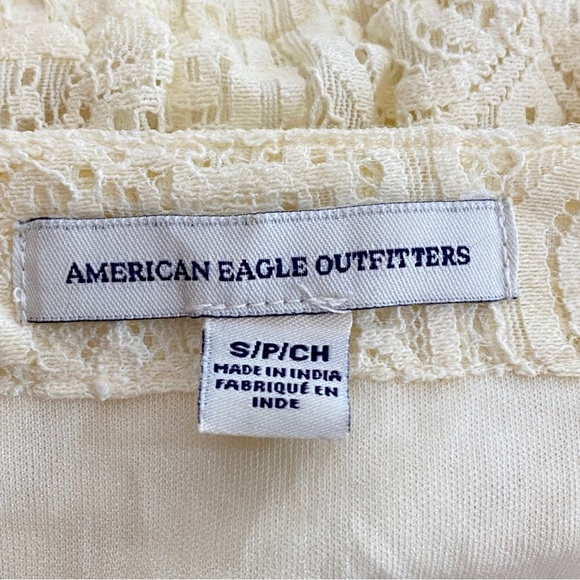 American Eagle Outfitters cream lace with long bell sleeve dress, size small - Picture 9 of 14